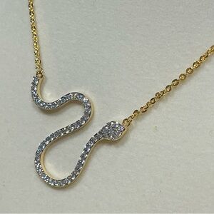 Gold-Tone Pave Snake Pendant Necklace